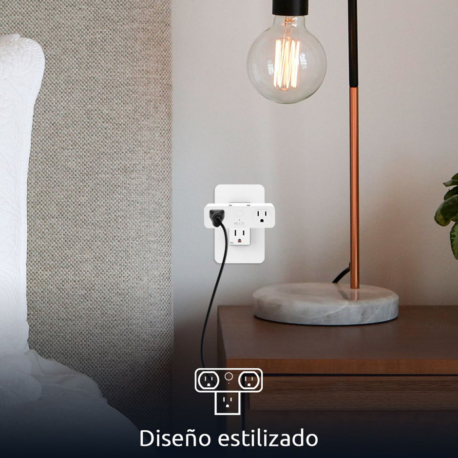 Enchufe Inteligente Nexxt NHP-D610 WiFi 2 Tomas 2 USB App Alexa Google Assistant Sobretensión