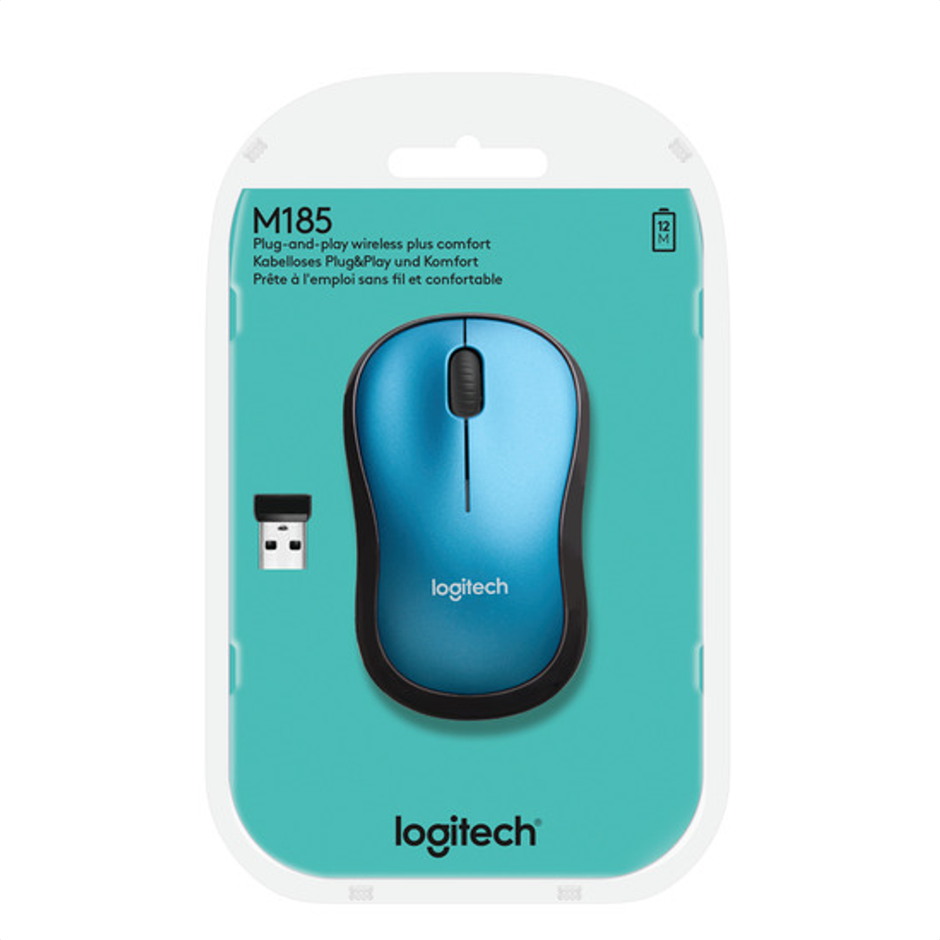 Logitech M185, Mouse Inalámbrico, Win Mac Chrome Linux Azul