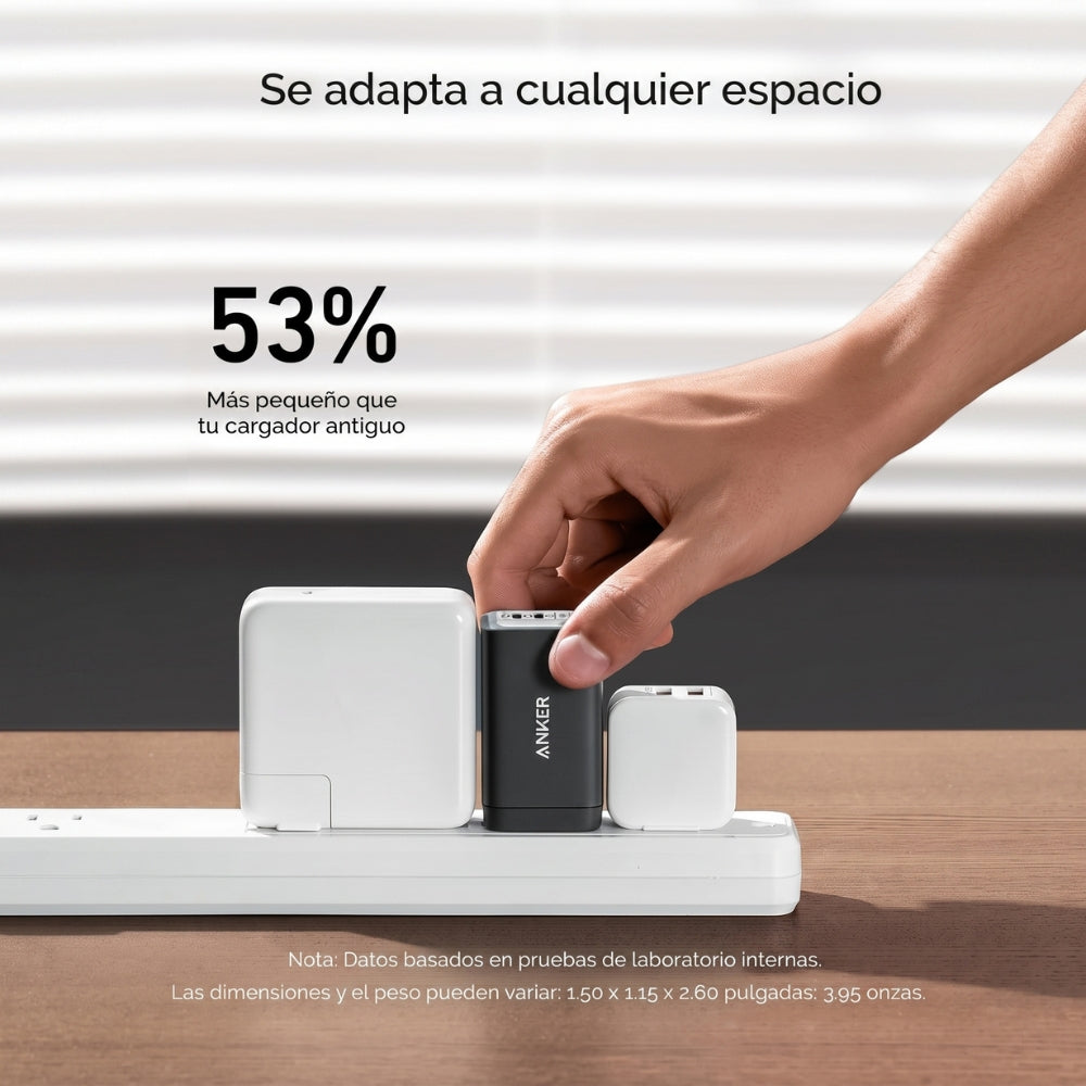 Cargador Anker 735 65W GaN II 2 USB-C 1 USB-A Power Delivery para Laptop y Celular