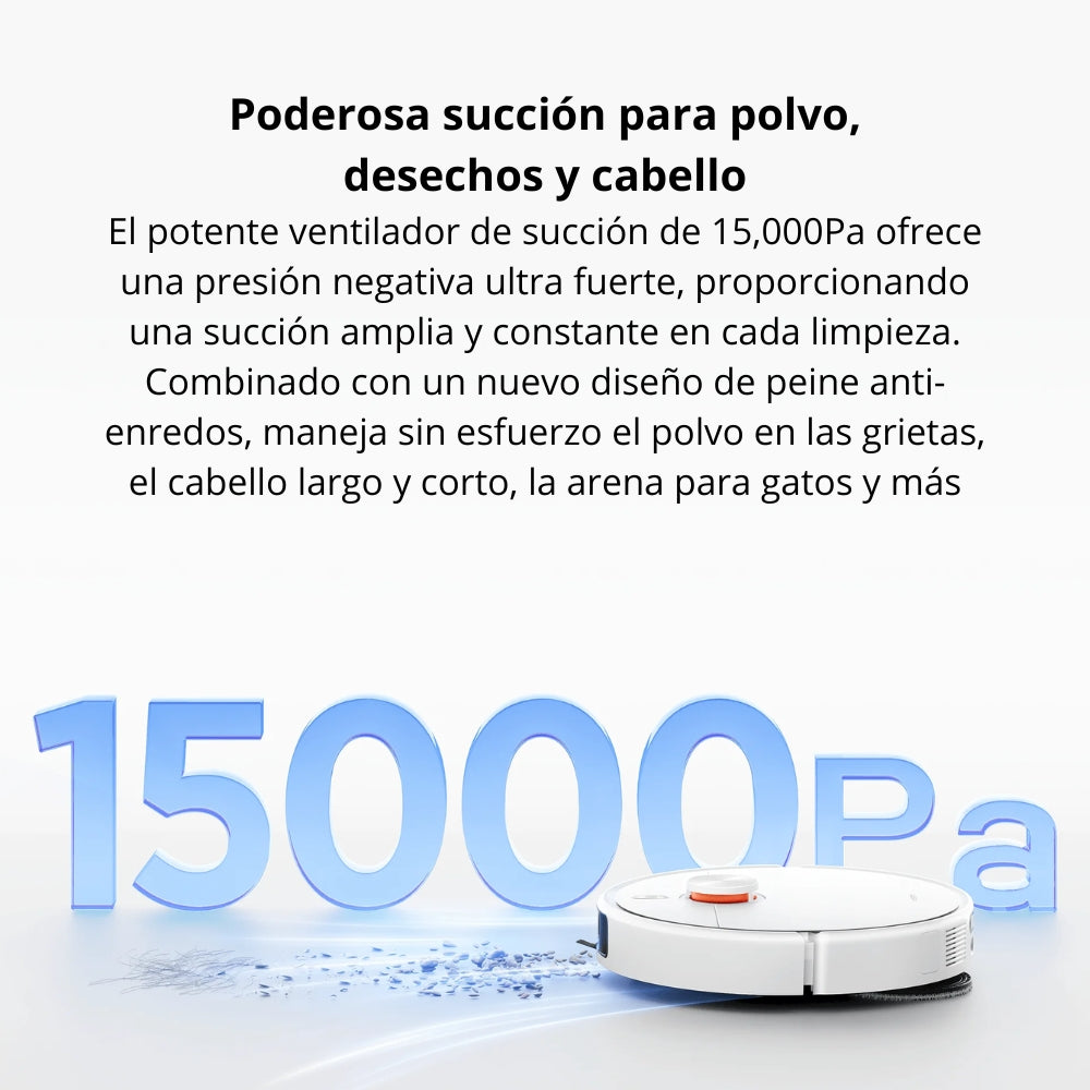 Aspiradora Robot Xiaomi H50 Pro 15000Pa Trapeado Brazos Extensibles Anti-Enredos Base Autovaciado 5200mAh
