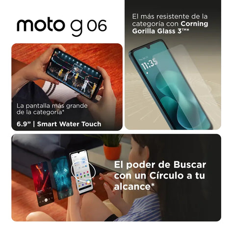 Celular Motorola Moto G06 Dual SIM 6.9” 120Hz 128GB/4GB+8GB RAM Boost 50MP AI IP64 5200mAh - Azul