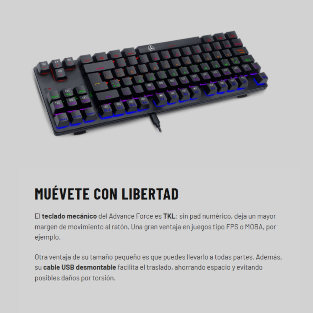T-dagger Combo Gamer Advance Force TGS-005 LIT Teclado Mecánico Compacto + Mouse Gamer RGB