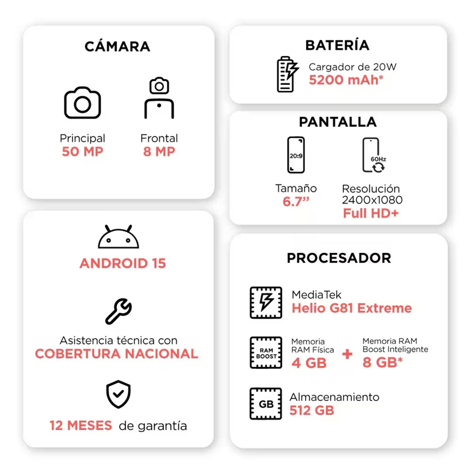 Celular Motorola G15 4G Dual SIM 6.72” FHD+ 512GB/12GB(4+8) 50MP NFC IP54 5200mAh Dolby Atmos - Celeste