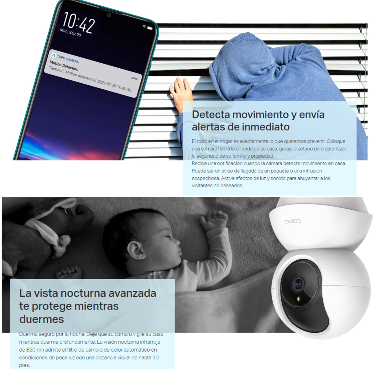 Cámara WiFi TP-Link Tapo C210 360° 2K 3MP Visión Nocturna Seguimiento Automático y Compatible con Alexa + Micro SD 256GB