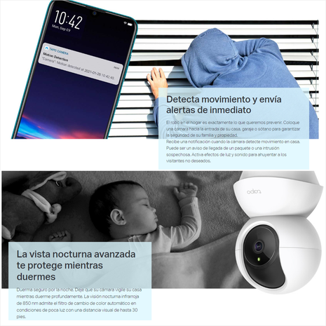 Cámara WiFi TP-Link Tapo C210 360° 2K 3MP Visión Nocturna Seguimiento Automático y Compatible con Alexa + Micro SD 64GB