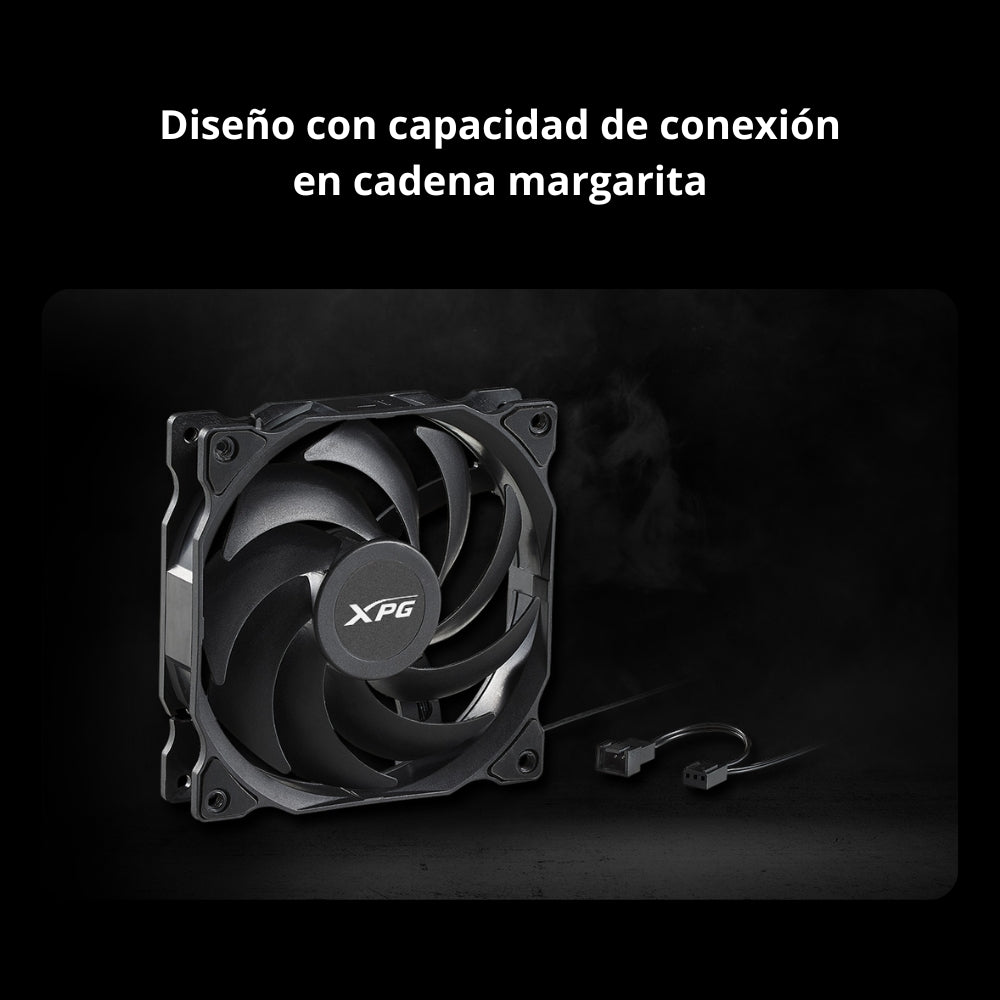 Ventilador XPG Vento 120 para PC 1200RPM, 45.3 CFM Silencioso y Almohadillas Antivibración - Negro