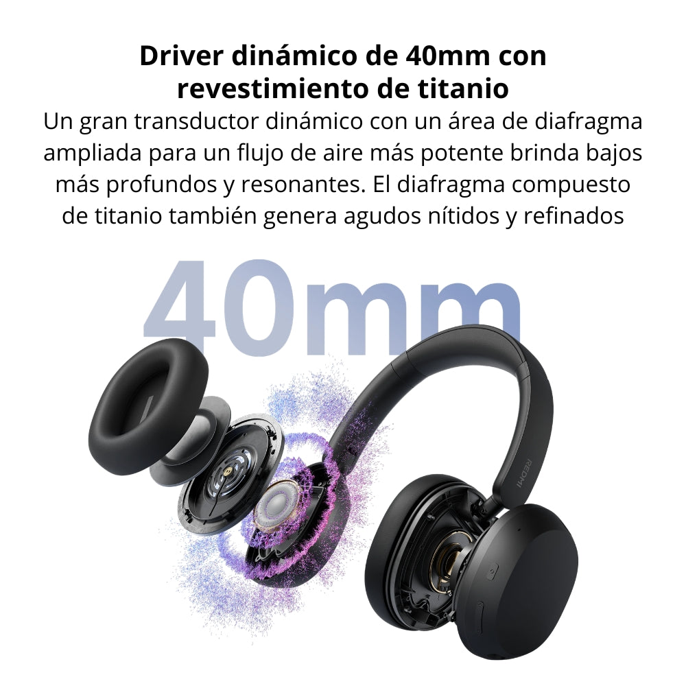 Audífonos Diadema Bluetooth Xiaomi Redmi Headphones Neo Cancelación ANC 42dB Batería 72 Horas, USB-C - Blanco