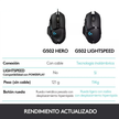 Mouse Gamer Inalámbrico Logitech G502 LIGHTSPEED 25600 DPI Sensor HERO 25K RGB LIGHTSYNC - Negro