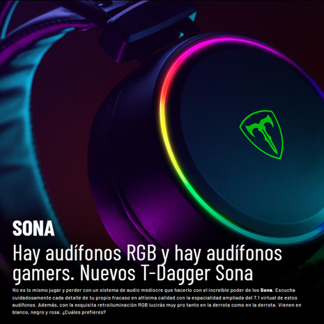 Combo Gamer T-Dagger Diadema Sona 7.1 Virtual RGB + Mouse Darkangel Lite 10000 DPI 8 Botones