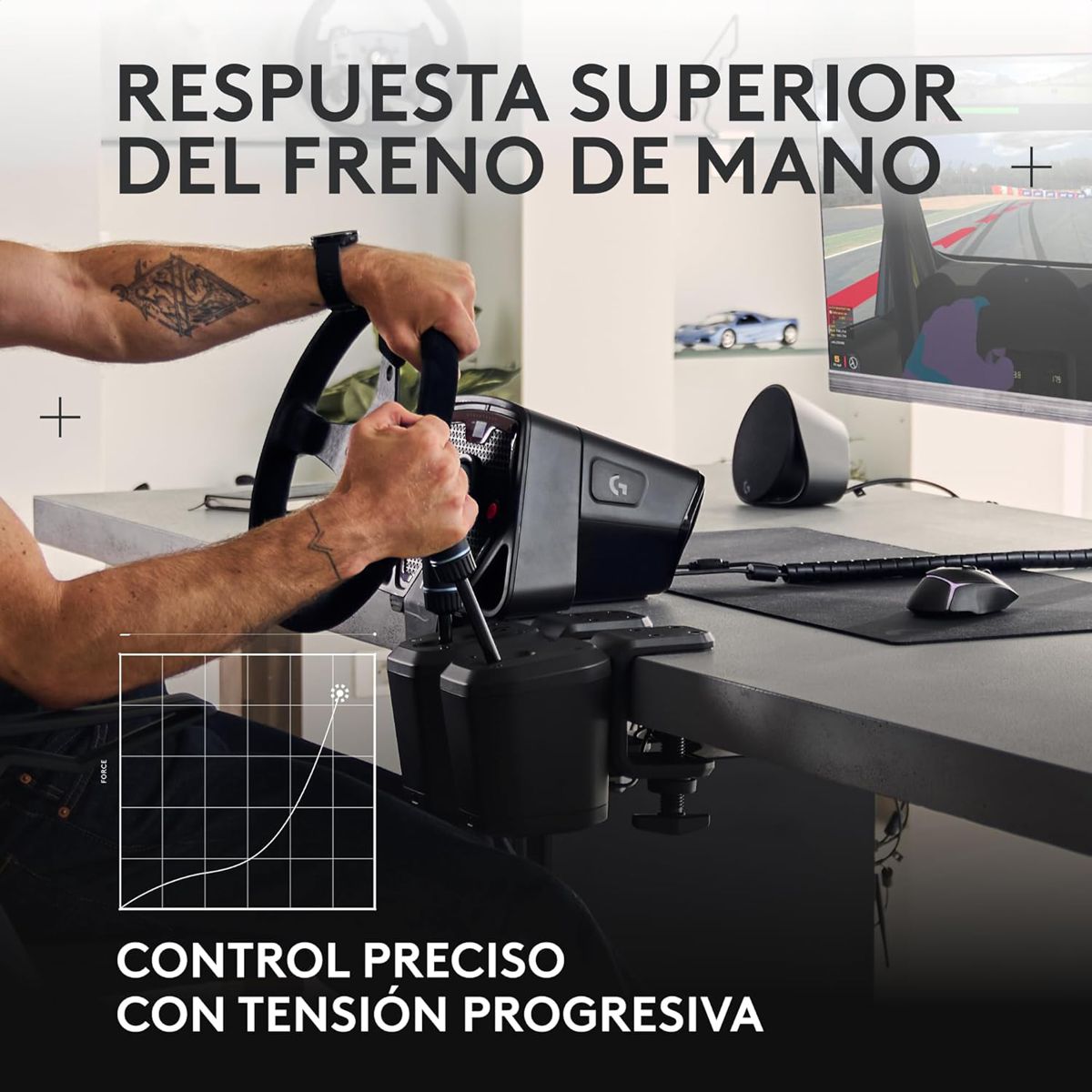 Volante De Carreras Logitech G RS50 TrueForce + Palanca De Cambios & Freno De Mano Logitech G Rs Shifter + Pedales Logitech G Rs Pedals