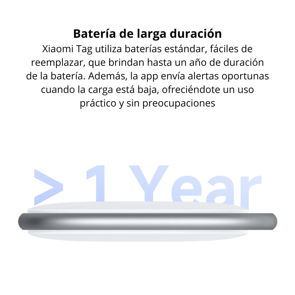 Localizador Inteligente Xiaomi Tag Bluetooth 5.4 Batería +1 Año IP67 Alarma App Redes Apple/Google AirTag