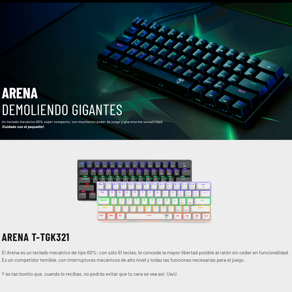 Combo Gamer T-Dagger Arena T-TGK321 + Lieutenant T-TGM301 + Padmouse Lava T-TMPO200