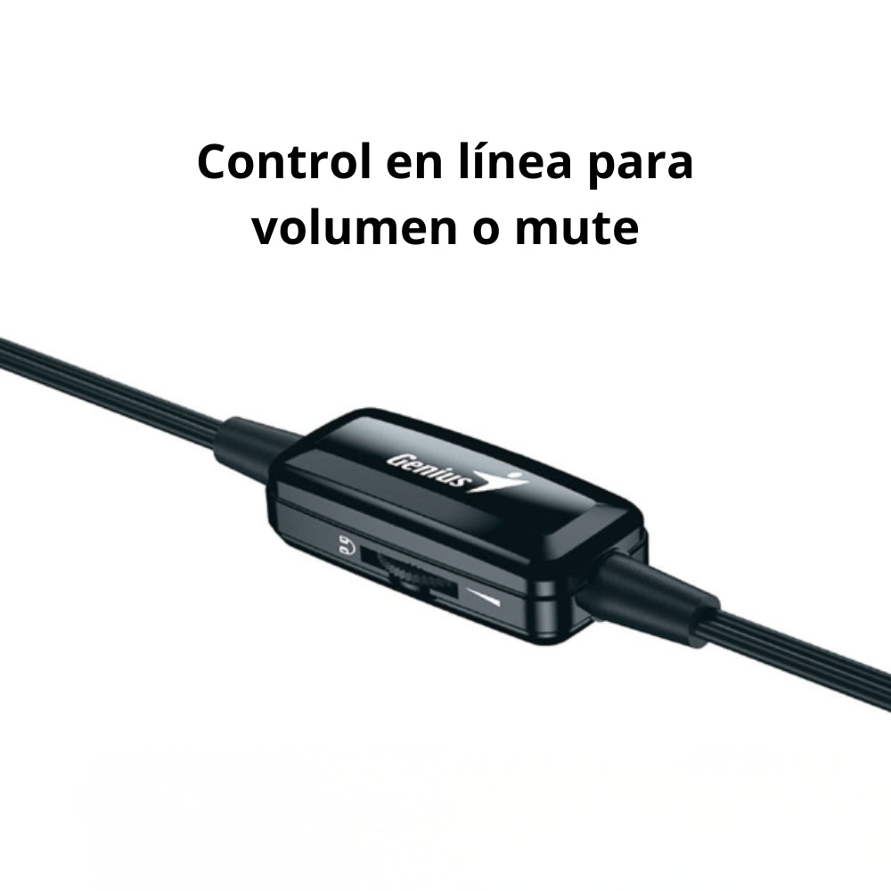 Audifonos Diadema Genius HS-220U Con Micrófono USB-A Botón AI Copilot - Negro