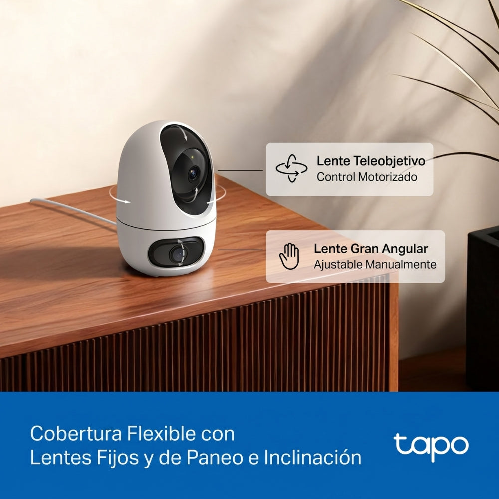 Cámara Seguridad Wi-Fi TP-Link Tapo C245D Doble Lente 2K 6MP Robótica 360° Rastreo IA Audio Bidireccional