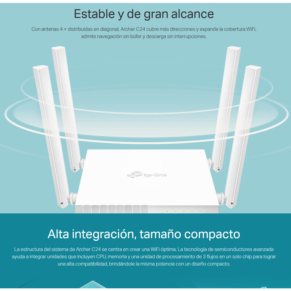 Router Inalámbrico Doble B 2.4 Ghz Y 5 Ghz Color Blanco Archer C24 Tp-link AC750