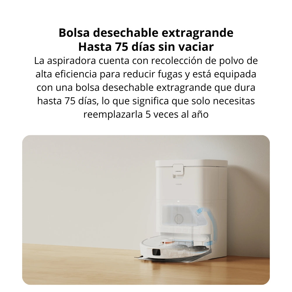 Aspiradora Robot Xiaomi H50 10000Pa Trapeado 180rpm Cepillo Lateral Anti-Enredos Base Autovaciado 5200mAh