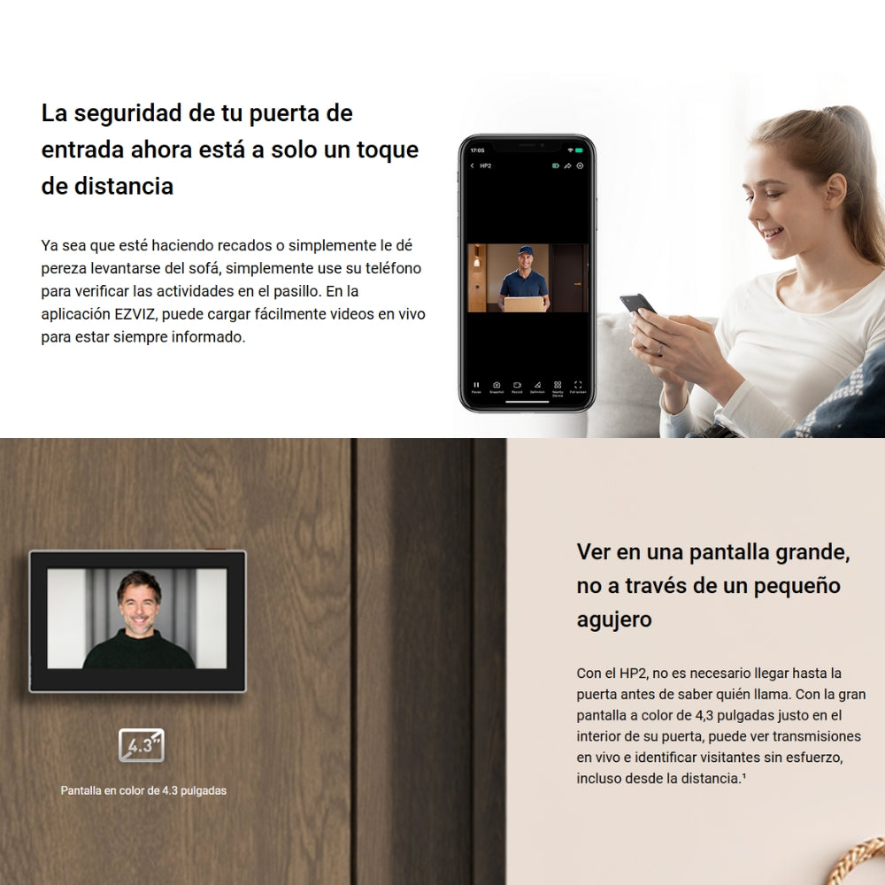 Mirilla De Puerta Inalámbrica, Cámara Full Hd 146° Ezviz Hp2