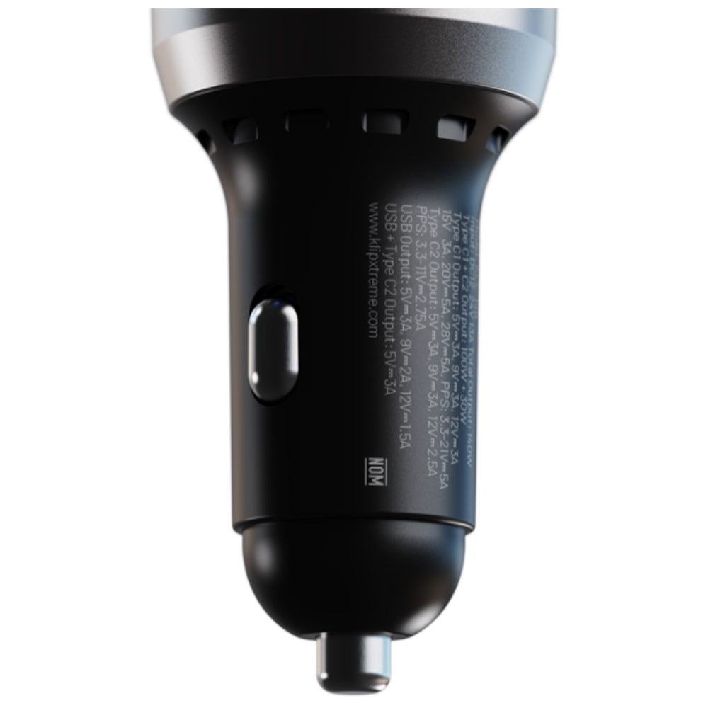 Cargador De Carro KlipXtreme PowerCar KCC-140, 3 Puertos (2 USB-C, 1 USB-A), 140W, Negro