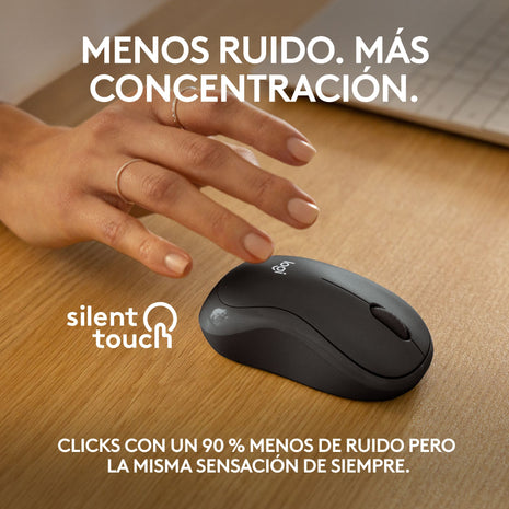 Logitech M240 Silent Ratón Bluetooth Inalámbrico 90% Más Silencioso Compacto y Cómodo - Negro