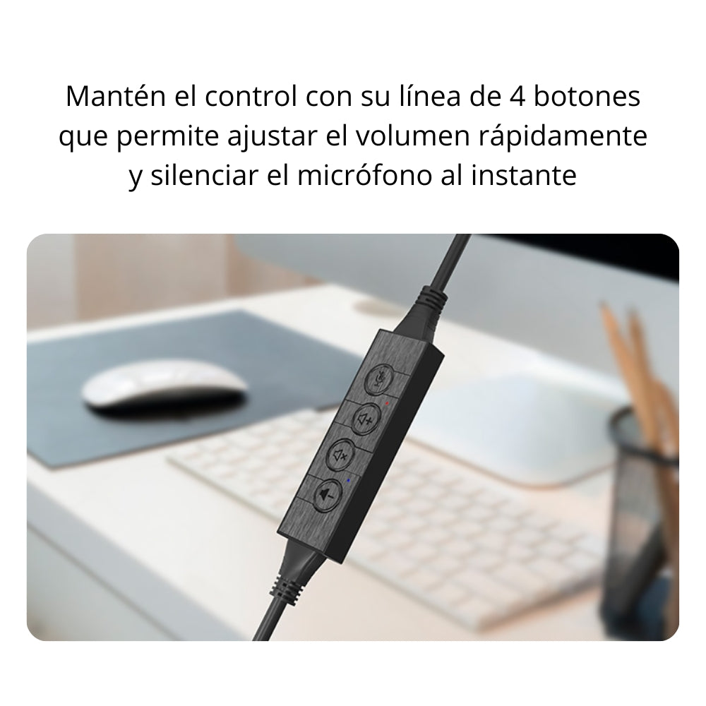 Diadema con Microfono Xtech XTH-245 USB-C Controlador Incorporado - Negro