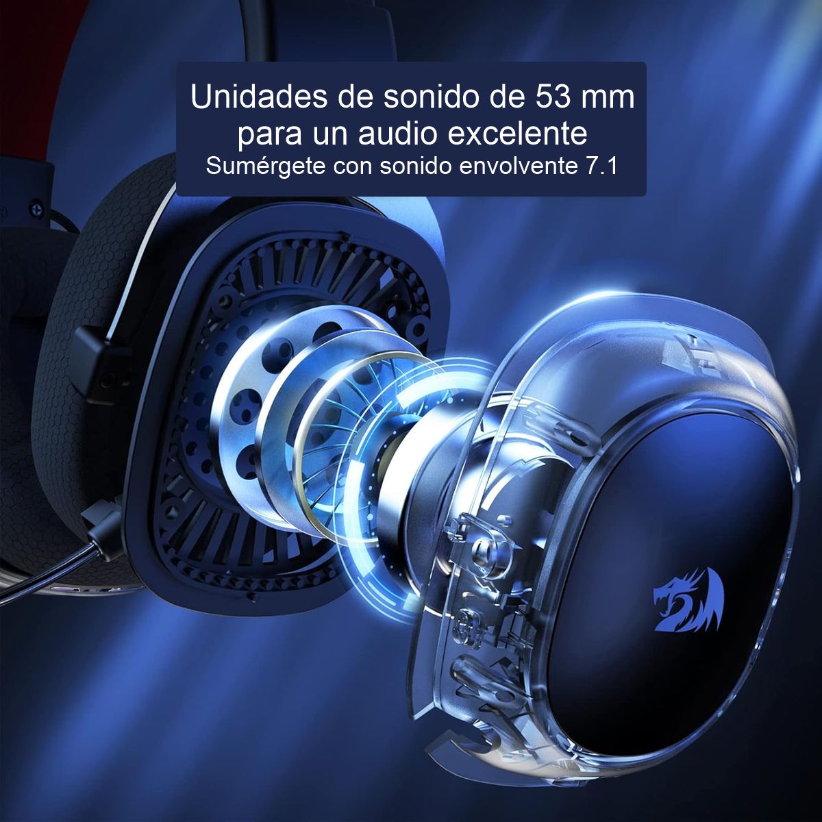 Audífonos Diadema Gamer Inalámbrica 7.1 Redragon Zeus H510 PRO Bluetooth/2.4GHz/USB Drivers 53mm - Negro