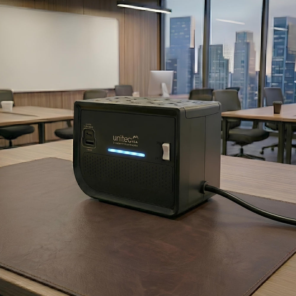 Regulador de Voltaje Automático Unitec I-682 1600VA/800W con 8 Tomas + USB y USB-C