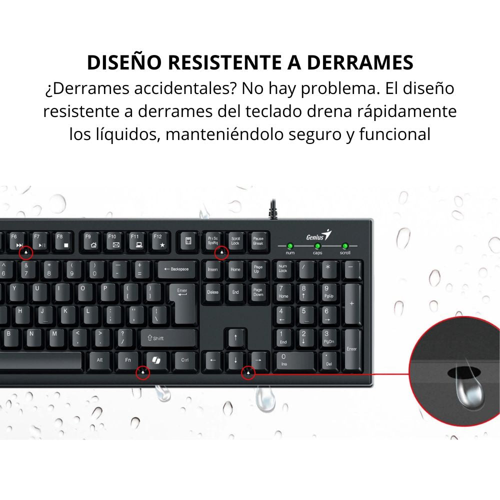 Combo Teclado Multimedia y Mouse Optico Genius KM-100SE AI Copilot - Negro
