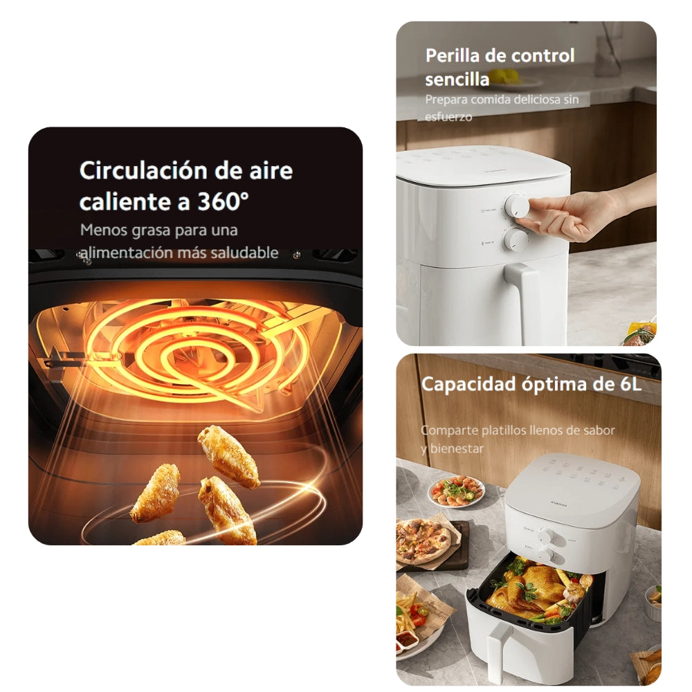 Freidora de Aire Xiaomi Air Fryer Essential 6L con 12 Recetas para Comidas Deliciosas