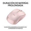 Logitech M240 Silent Ratón Bluetooth Inalámbrico 90% Más Silencioso Compacto y Cómodo - Rosa