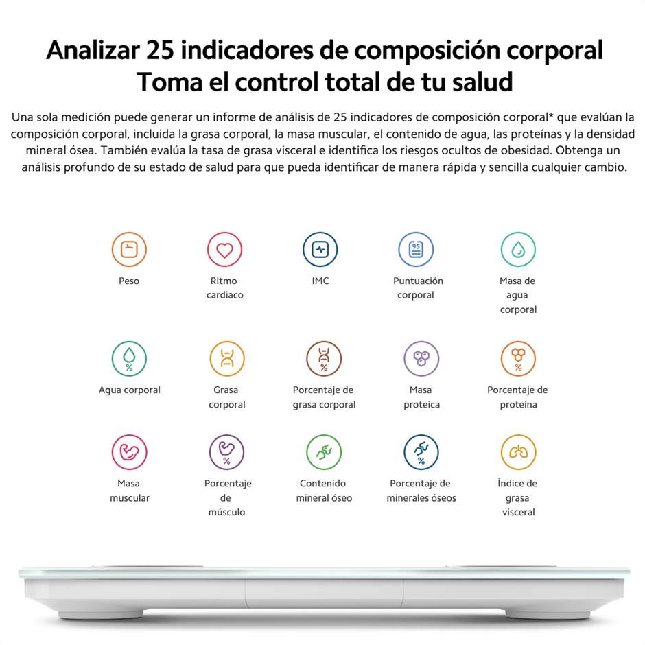 Báscula Digital Inteligente Xiaomi Body Composition Scale S400 con 25 Indicadores de Salud