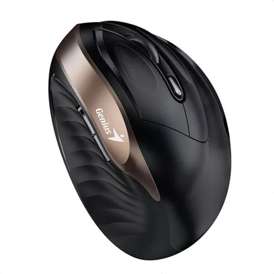 Mouse Vertical Genius Ergo 8250s Inalámbrico 6 Botones, Negro-dorado