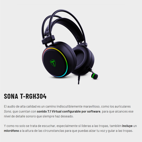 Combo Gamer T-Dagger Diadema Sona 7.1 Virtual RGB + Mouse Darkangel Lite 10000 DPI 8 Botones