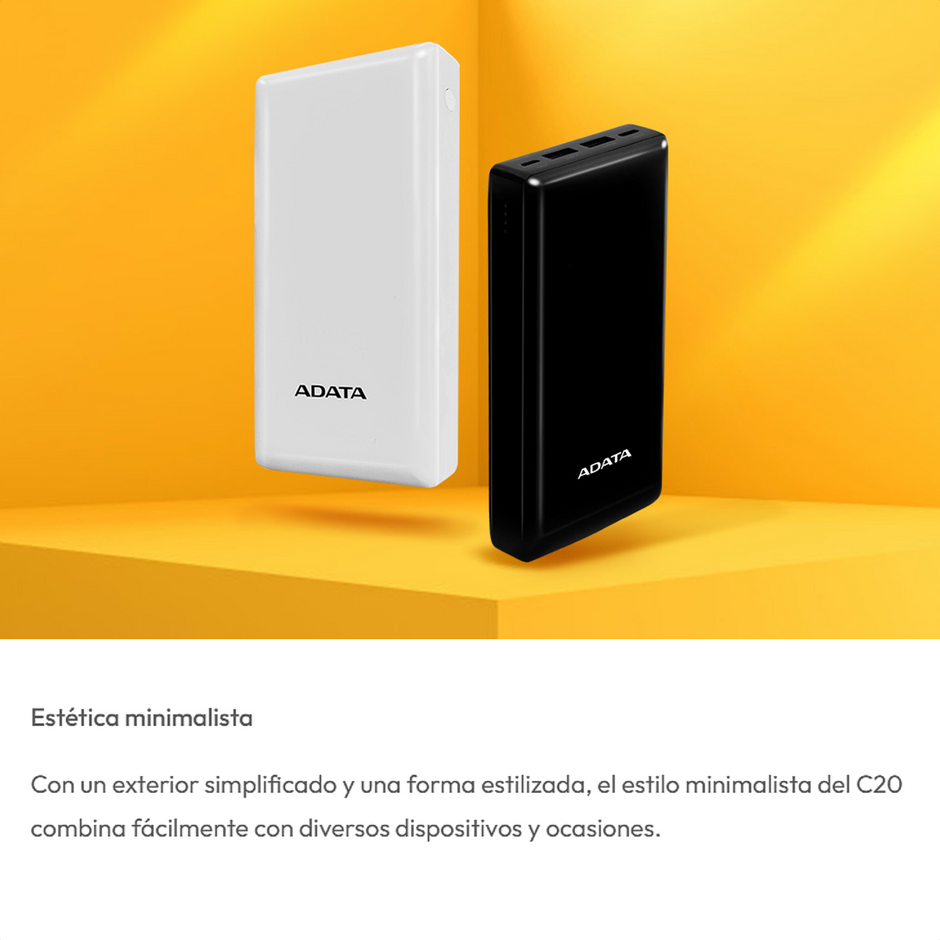 Cargador Portátil Power Bank 20000mAh ADATA C20 Negro