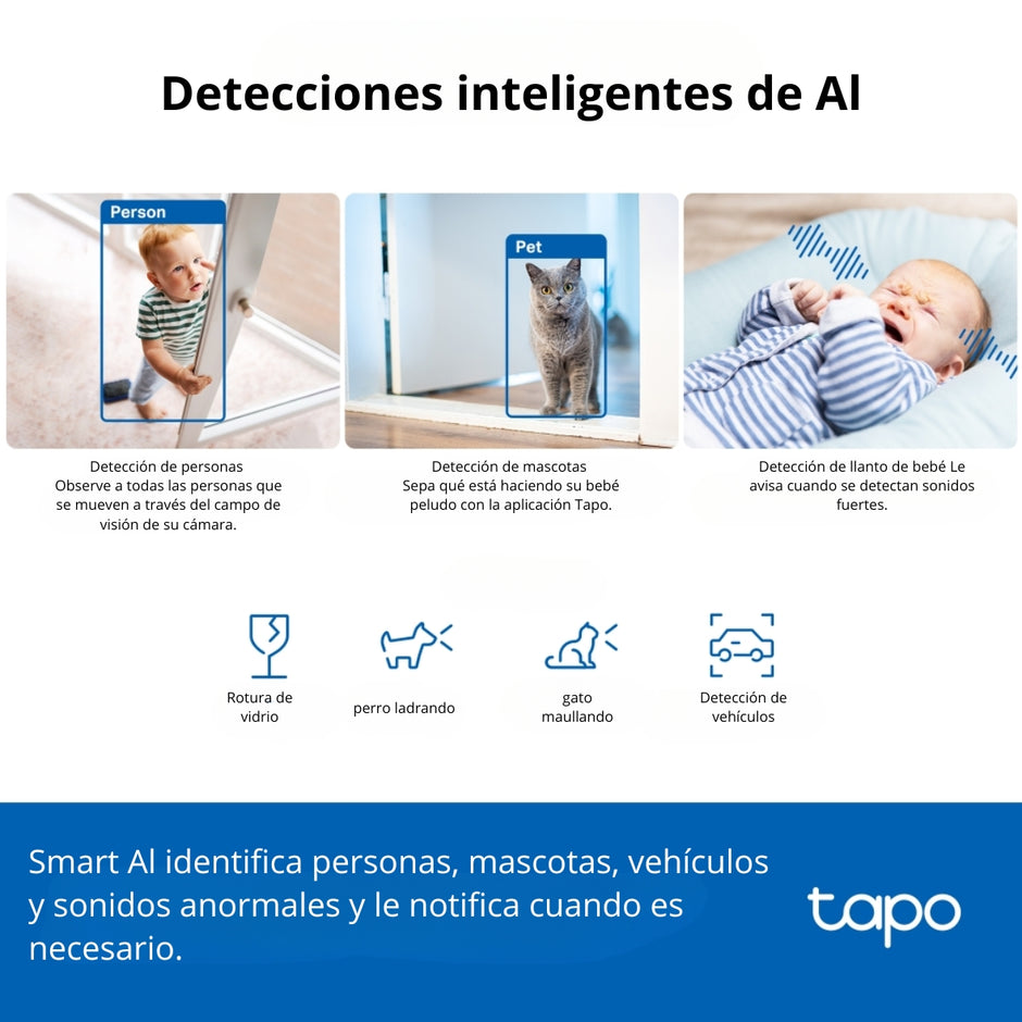Cámara Wifi, 3K 5MP, Ai Audio Pan / Tilt, TP-Link Tapo TC74