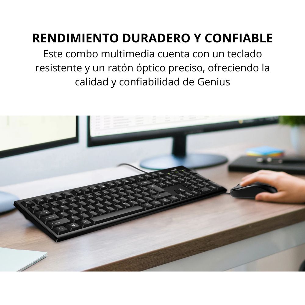 Combo Teclado Multimedia y Mouse Optico Genius KM-100SE AI Copilot - Negro