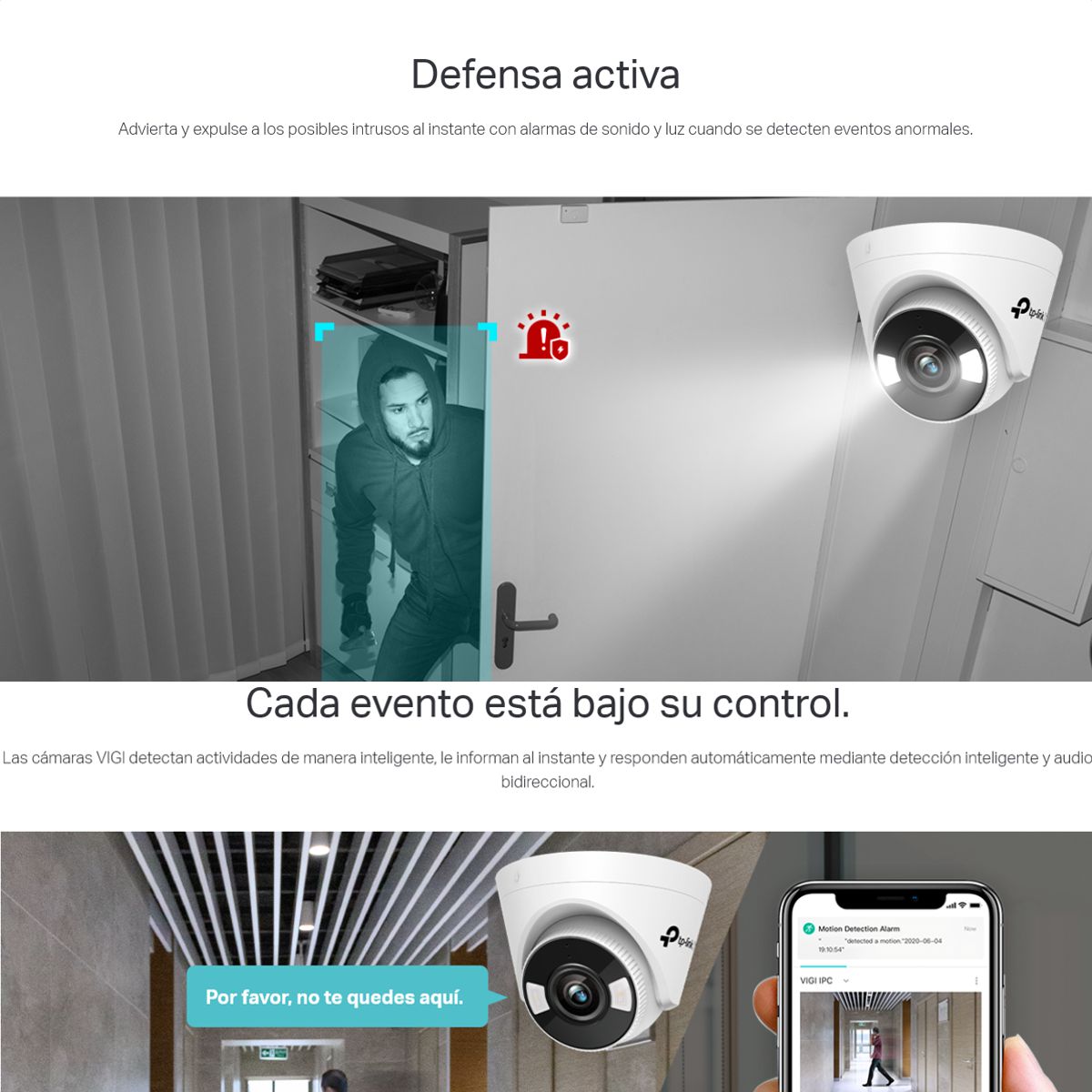 Cámara Seguridad TP-Link VIGI C440-W, Wi-Fi 4MP Visión Full Color 24/7 Detección Inteligente