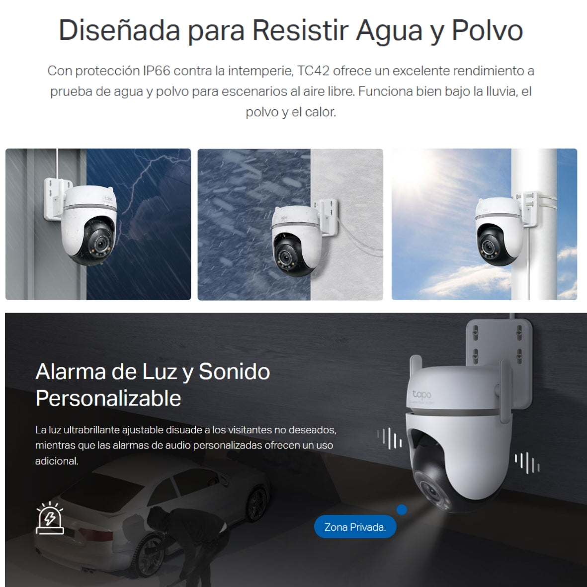 Cámara IP WiFi TP-Link Tapo TC42 Robótica 360° para Exteriores con Visión Nocturna a Color y Detección IA Avanzada