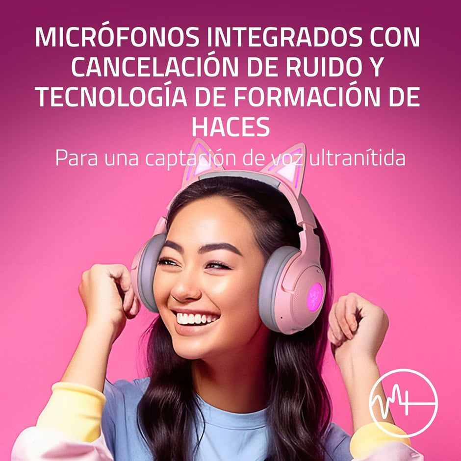 Audífonos Gamer Inalámbricos Razer Kraken Kitty V2 BT Rosa RGB