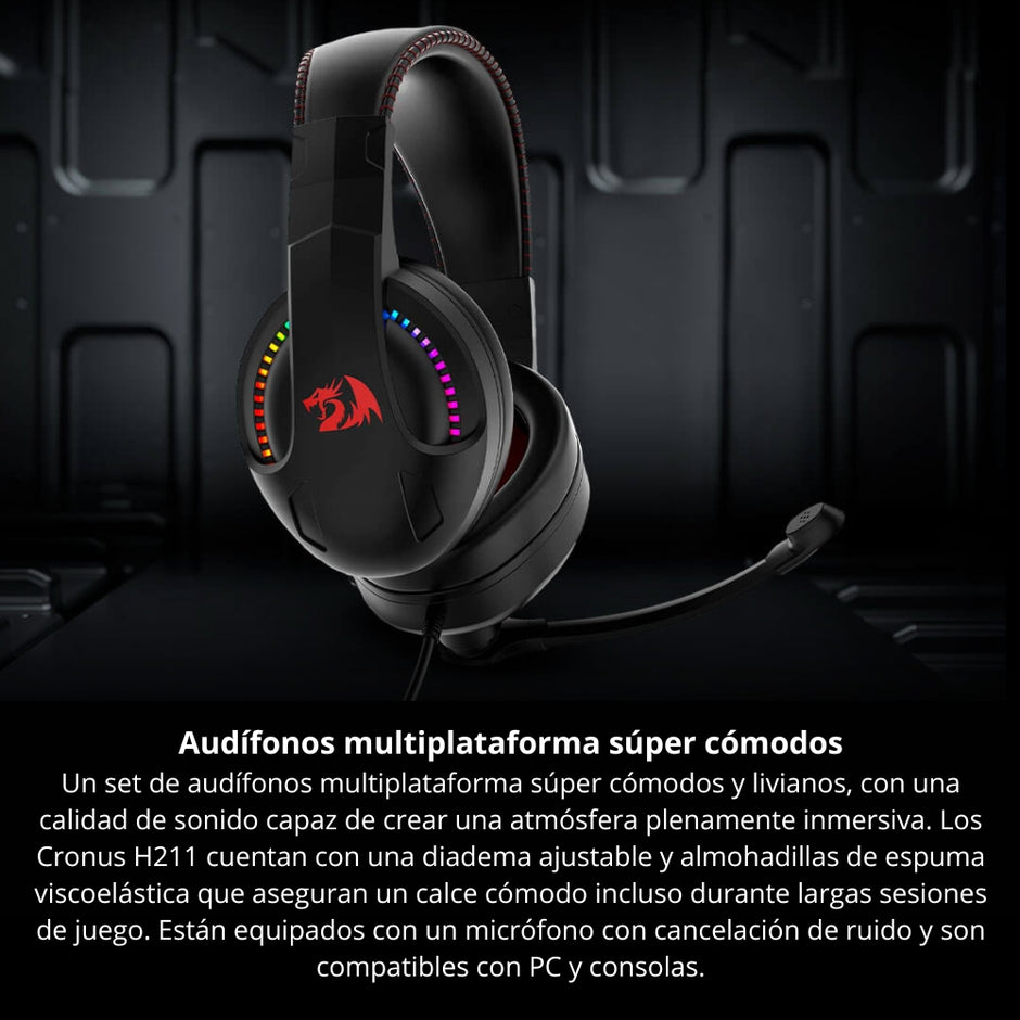 Combo Gamer 4en1 Redragon S147 RGB Teclado Shiva + Mouse K1ng + Diadema Cronus + Pad Mouse Pisces