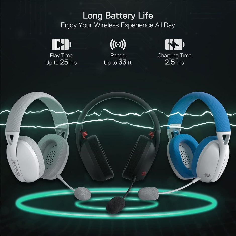 Auriculares Gamer Redragon H848B Ire Pro Bluetooth 5.2 RF 2.4GHz USB Micrófono Desmontable 40mm