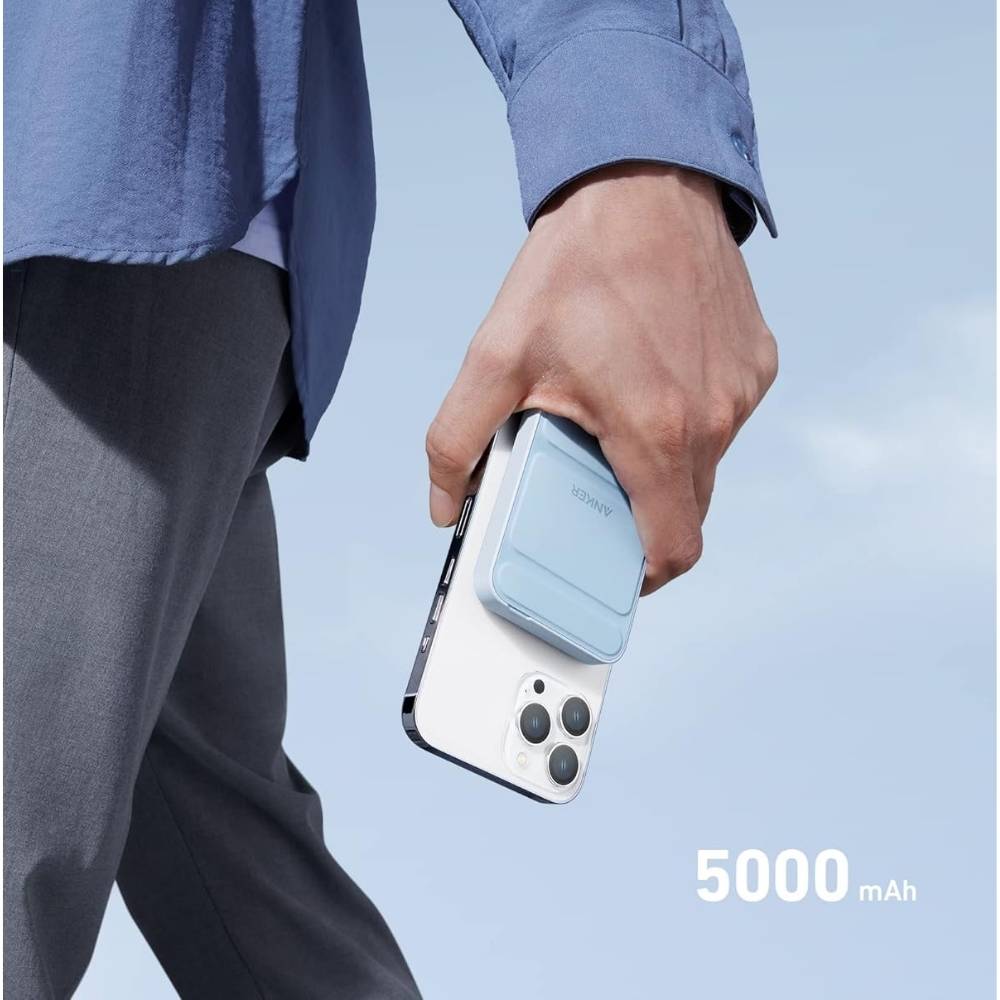Batería Magnética Power Bank Anker MagGo 622 MagSafe 5000mAh Soporte Plegable USB-C iPhone - Negro