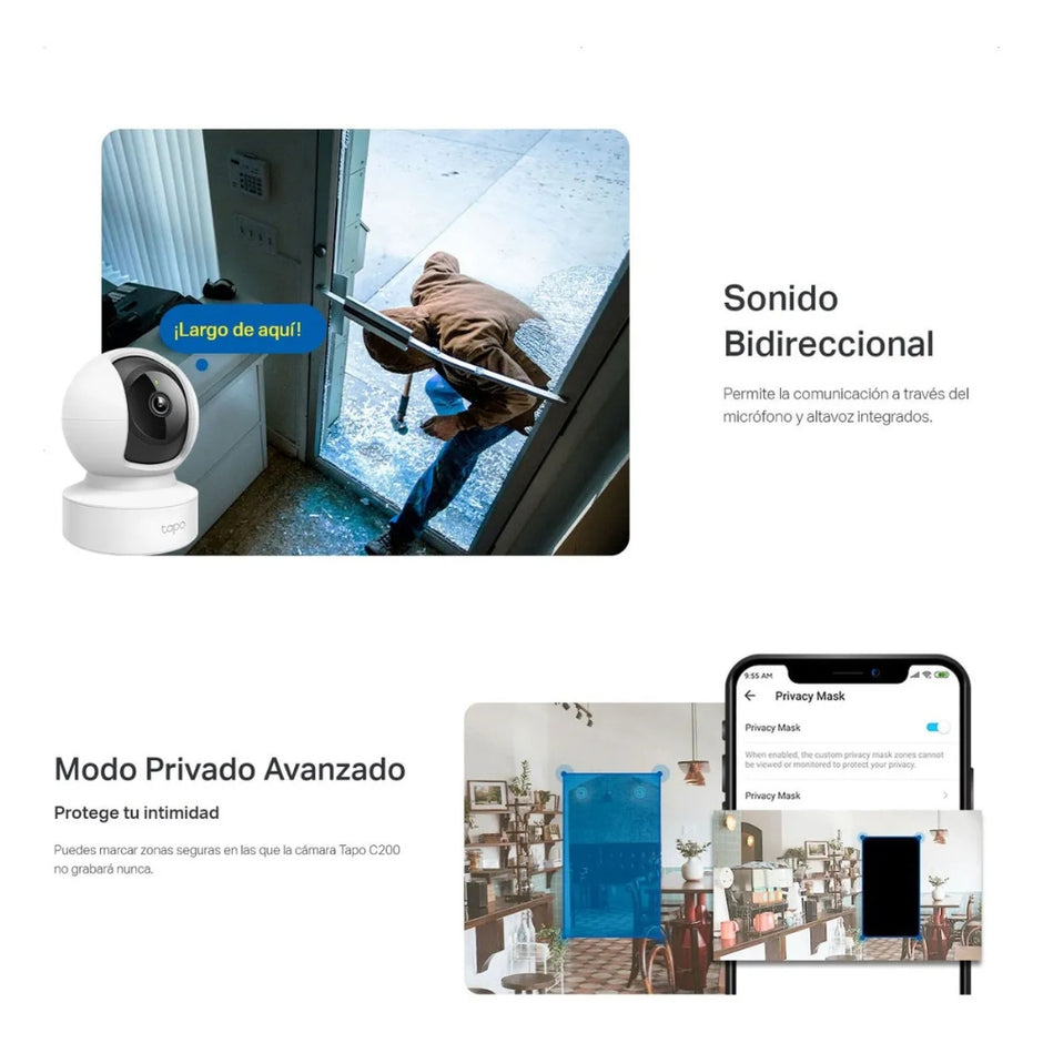 Cámara WiFi TP-Link Tapo C212 360° 2K 3MP Visión Nocturna Seguimiento IA y Detección de Personas + Micro SD 128GB