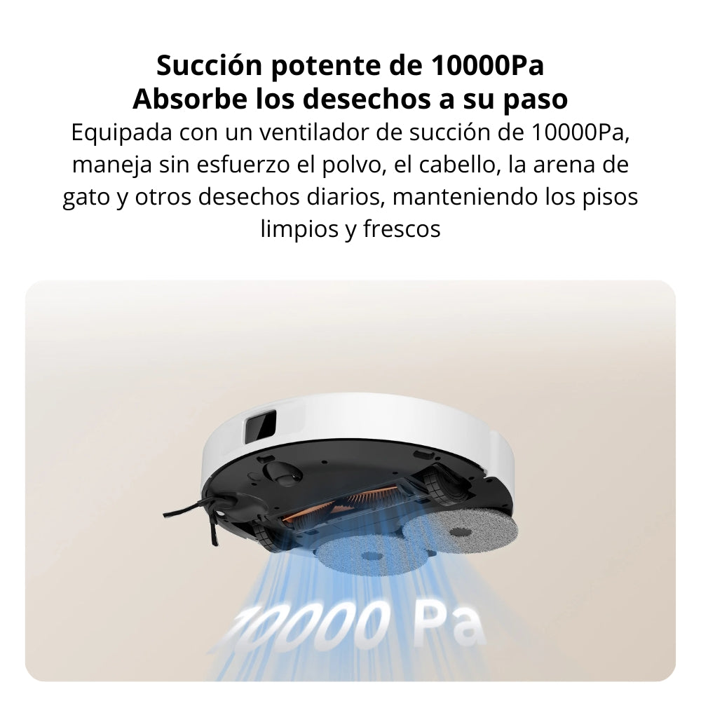 Aspiradora Robot Xiaomi H50 10000Pa Trapeado 180rpm Cepillo Lateral Anti-Enredos Base Autovaciado 5200mAh