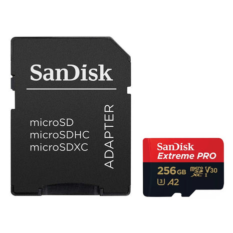 Memoria Micro SD 256GB SanDisk Extreme PRO 200MB/s A2 V30 U3 4K UHD GoPro Drone + Adaptador SD