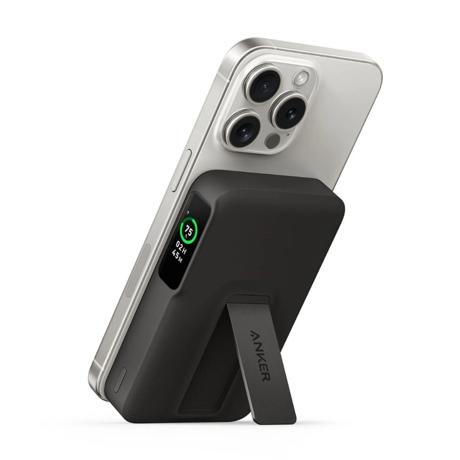 Batería Portátil Power Bank Anker MagGo 10000mAh Qi2 MagSafe/15W USB-C/27W Smart Display + Stand - Negro