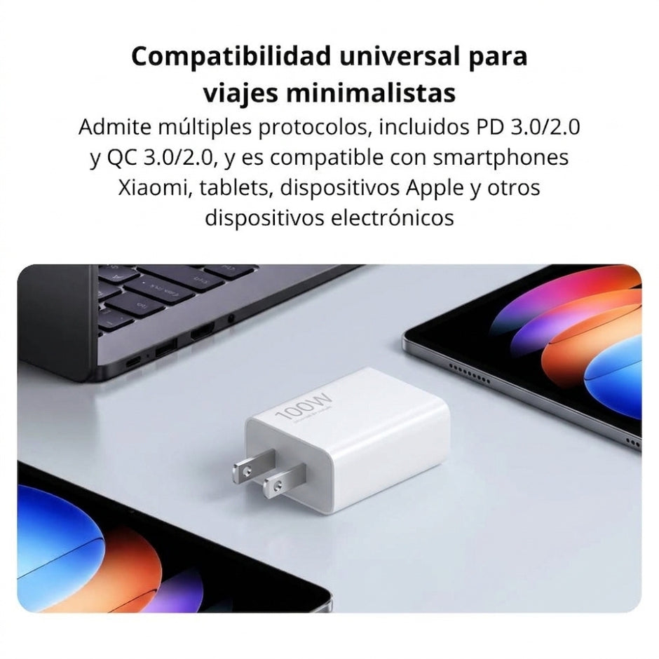 Combo Xiaomi Turbo Cargador 100W + Cable 1M USB a USB-C / 100% Original - Blanco