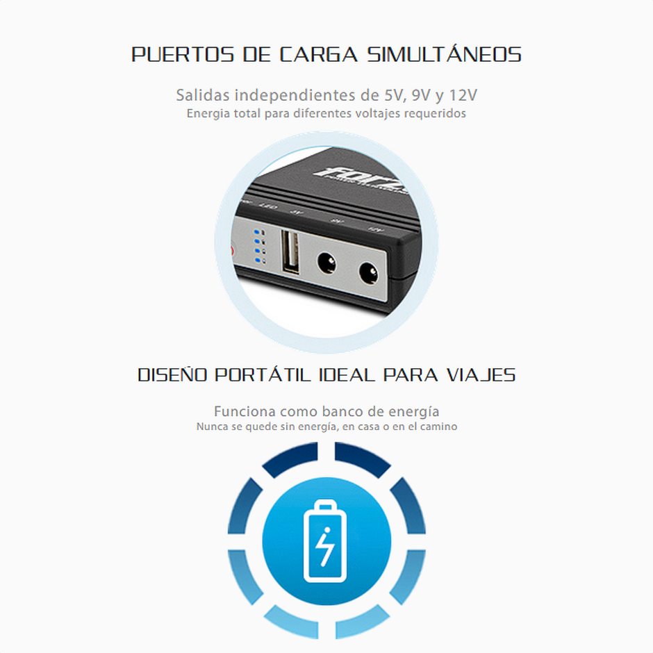 Mini UPS Portátil 14W Forza DC-140USB para Modem Router Wi-Fi