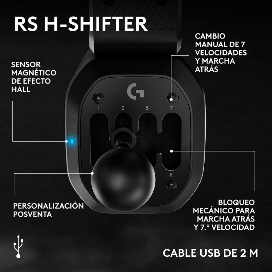 Palanca de Cambios Logitech G RS H-Shifter en Patrón H de 7 Velocidades y Reversa para Sim Racing PC
