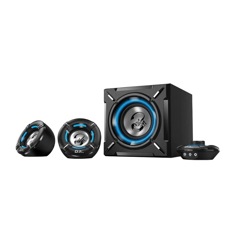 Sistema De Sonido Gamer Genius SW-G2.1 1000 26W Luz Led Azul - Negro