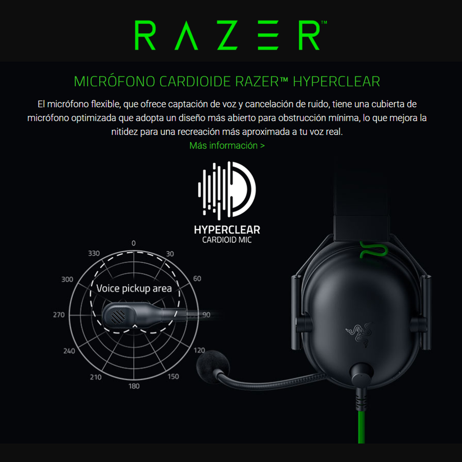 Razer Auriculares BlackShark V2 X Sonido 7.1 Mic HyperClear Cancelación Ruido PC Consolas Móvil - Verde